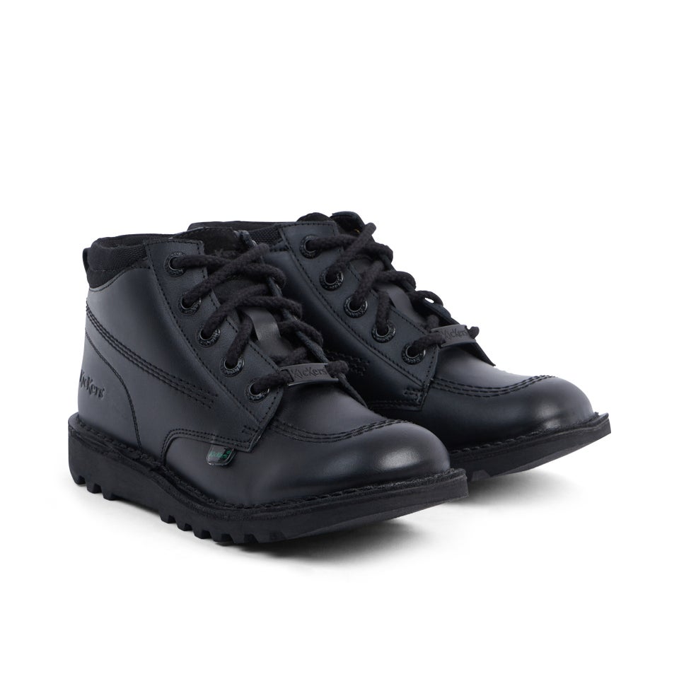 Youth Unisex Kick Hi Mix Mesh Leather Black