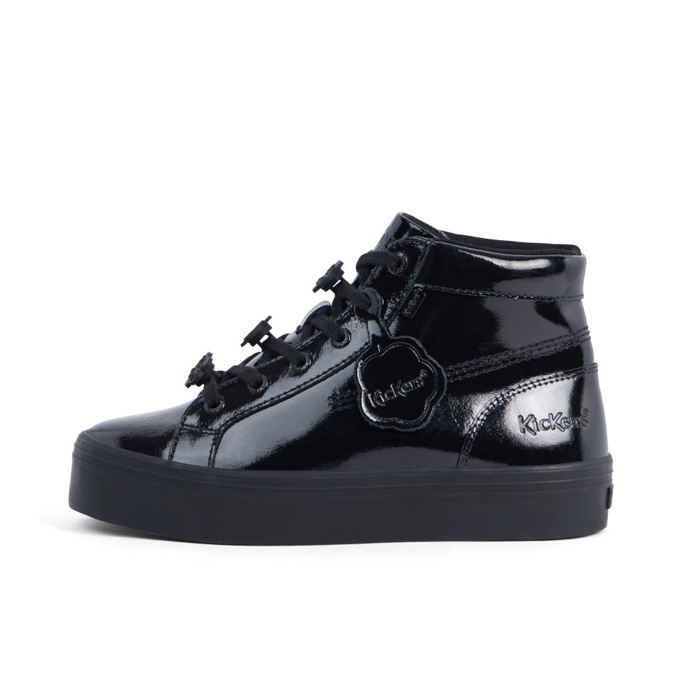 Youth Womens Tovni Stack Hi Flower Patent Leather Black