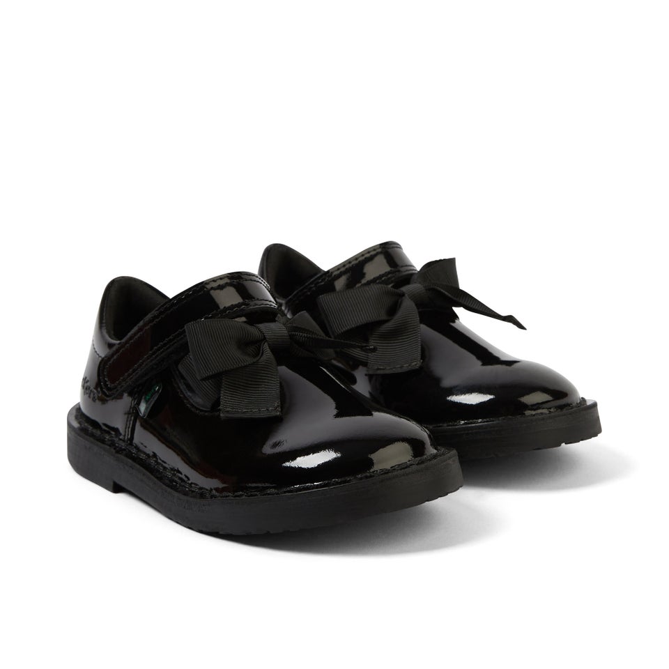 Infant Girls Adlar T Bar Bow Patent Leather Black