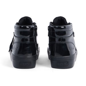 Junior Girls Tovni Stack Hi Flower Patent Leather Black