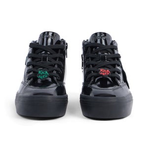Junior Girls Tovni Stack Hi Flower Patent Leather Black