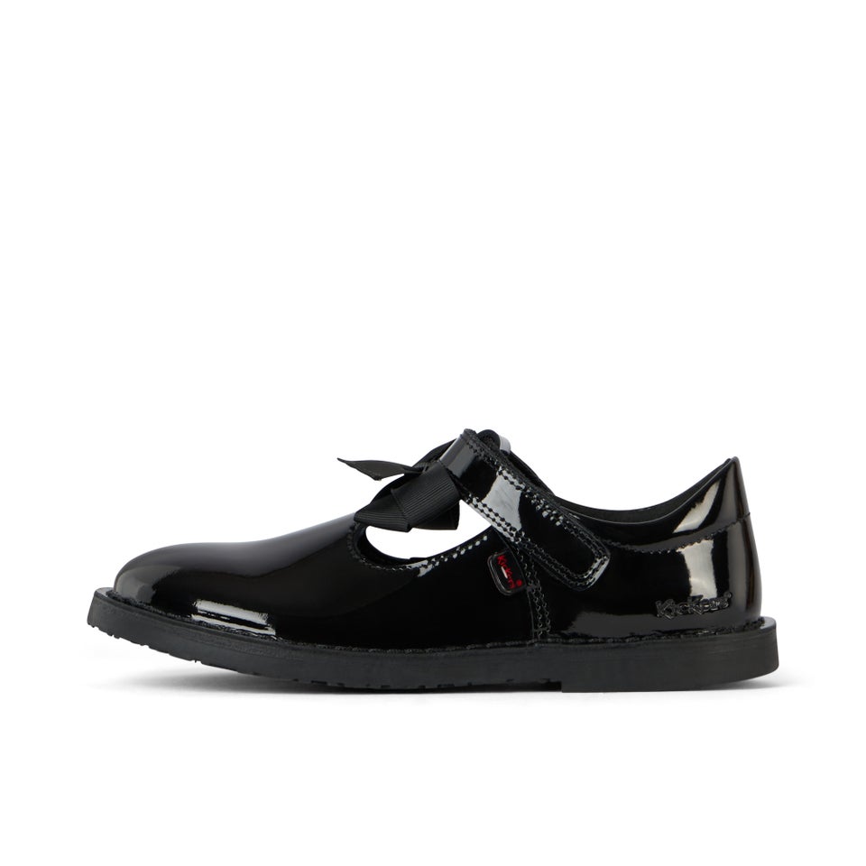 Junior Girls Adlar T Bar Bow Patent Leather Black