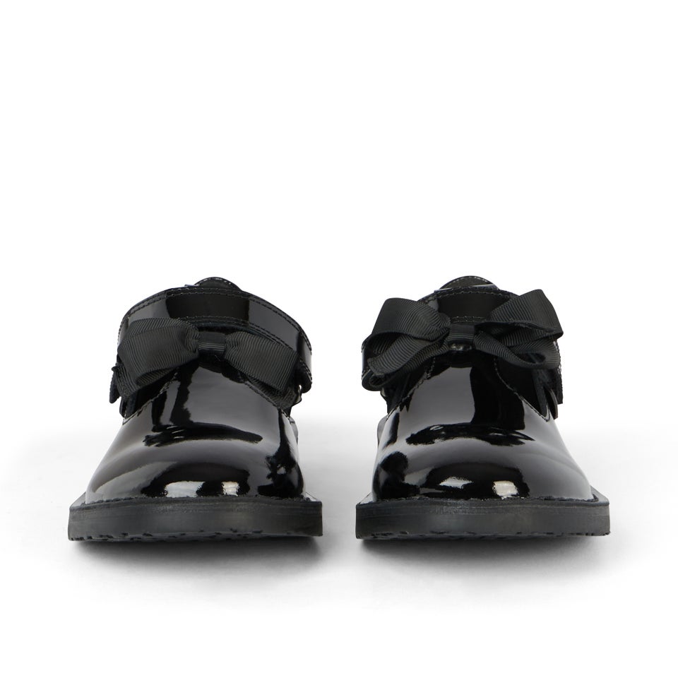 Junior Girls Adlar T Bar Bow Patent Leather Black