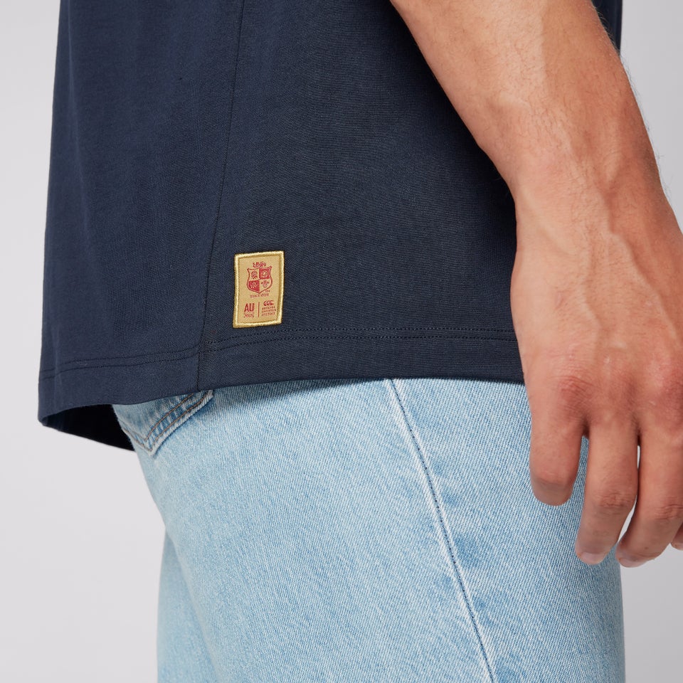 MENS BRITISH & IRISH LIONS CCC COTTON JERSEY T-SHIRT BLUE