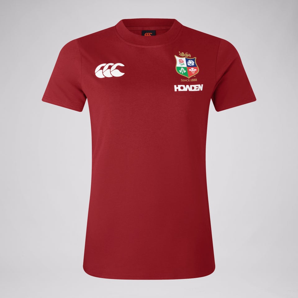 WOMENS BRITISH & IRISH LIONS CCC COTTON JERSEY T-SHIRT RED