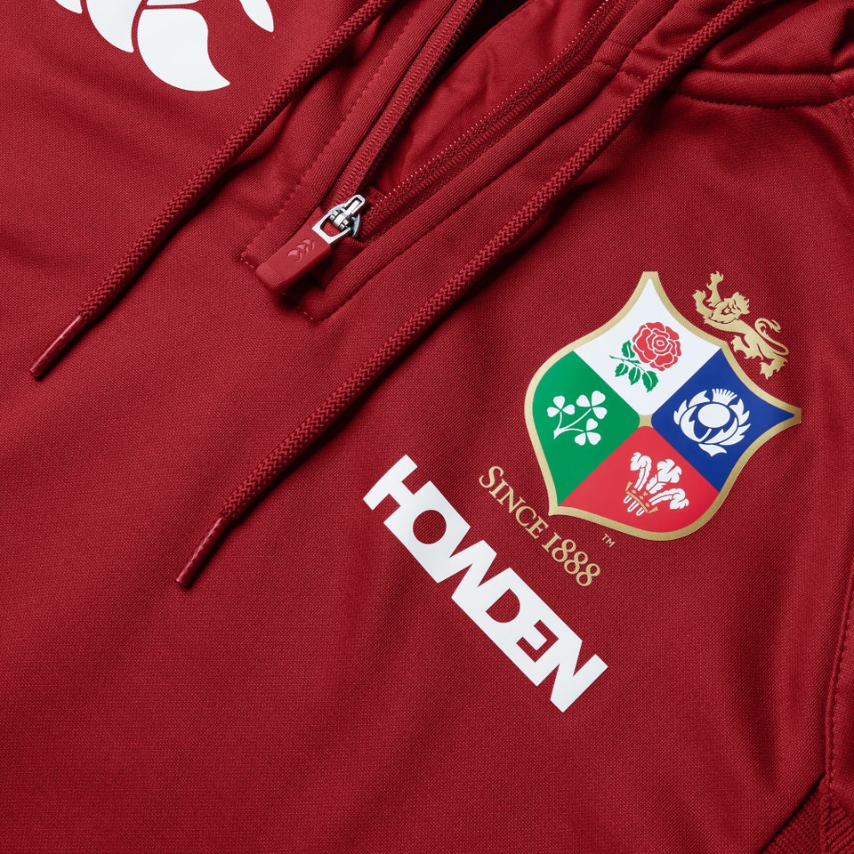 Womens British & Irish Lions 1/4 Zip Hoody Red