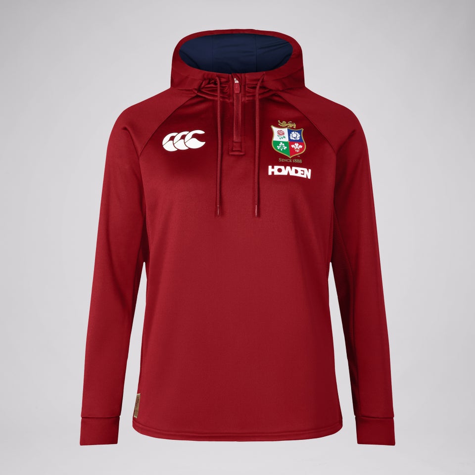 Womens British & Irish Lions 1/4 Zip Hoody Red