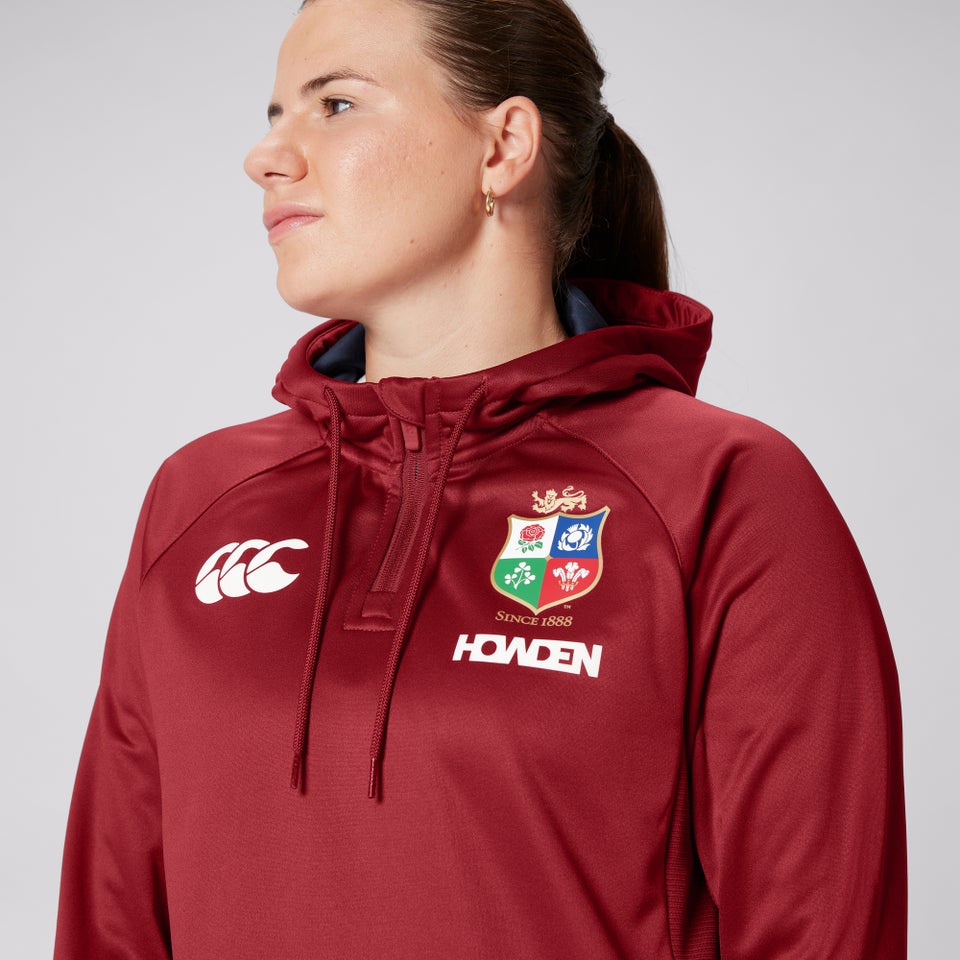 Womens British & Irish Lions 1/4 Zip Hoody Red