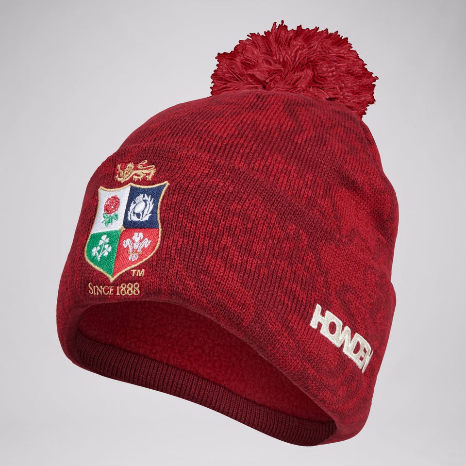 Adult Unisex British & Irish Lions Fleece Lined Bobble Hat Red