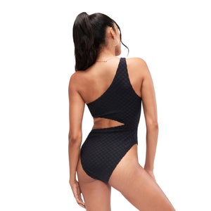 Women's Flu3nte Terry Asymmetrical Cut Out One Piece Black