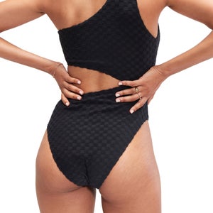 Women's Flu3nte Terry Asymmetrical Cut Out One Piece Black