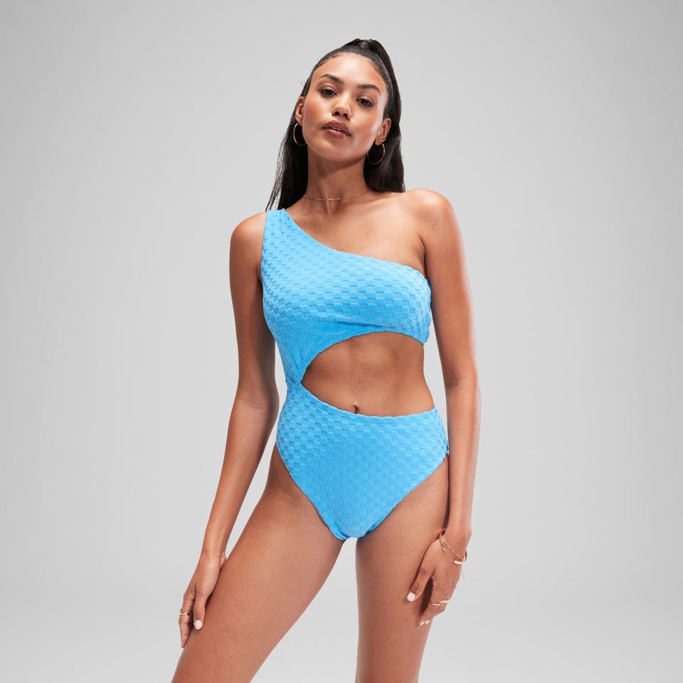 Maillot de bain FLU3NTE asymétrique ajouré bleu