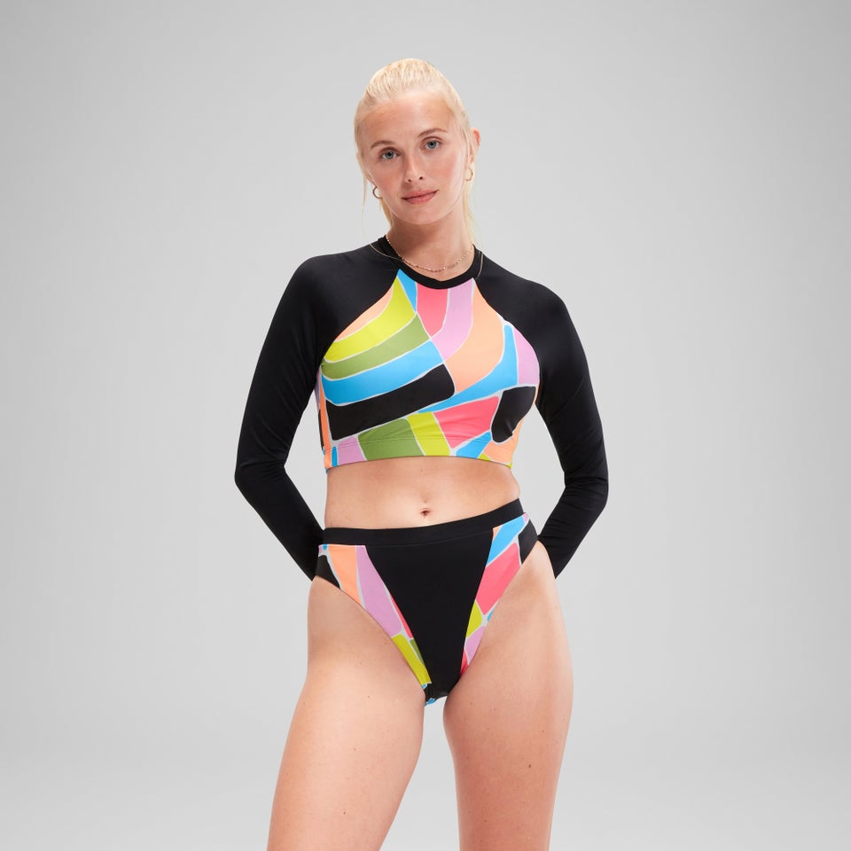 Grau-pinke FLU3NTE Bikinihose mit Mosaik-Print