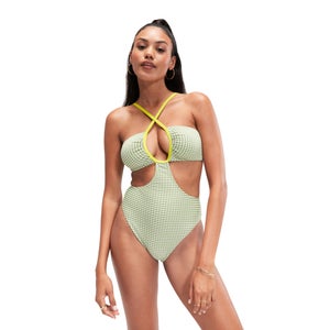 FLU3NTE Gingham Cut Out Swimsuit Green