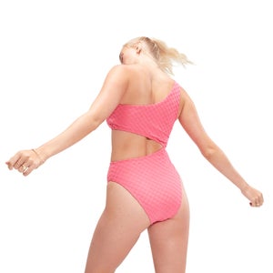 Monopièce à découpe asymétrique en tissu éponge Flu3nte pour femmes, rose