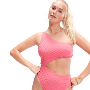 Monopièce à découpe asymétrique en tissu éponge Flu3nte pour femmes, rose