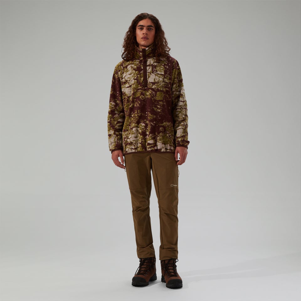 Snap-Fleece Felltop Herren-Pullover - Grau/Braun