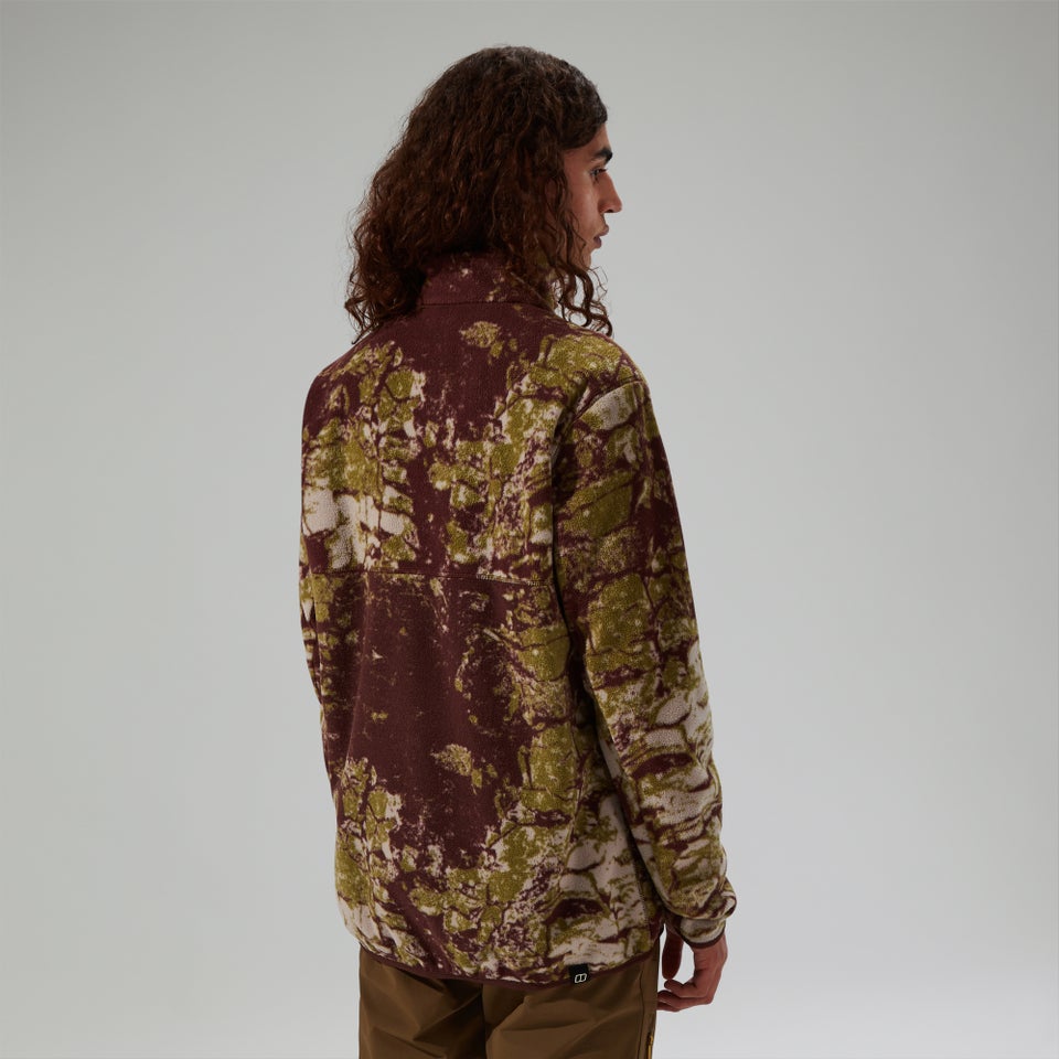 Snap-Fleece Felltop Herren-Pullover - Grau/Braun