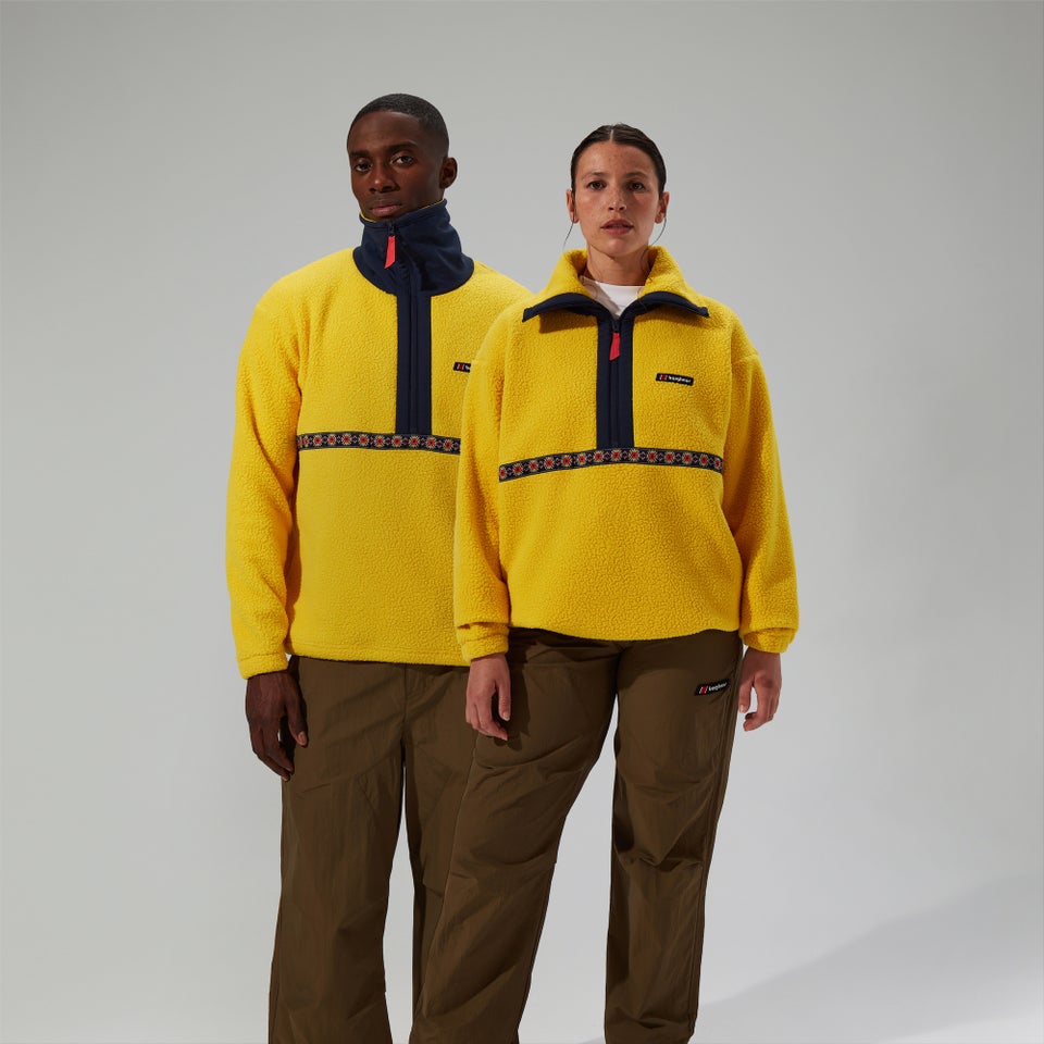 Halb-Zip-Fleece Rhynie Aztec Unisex-Jacke - Gelb/Blau