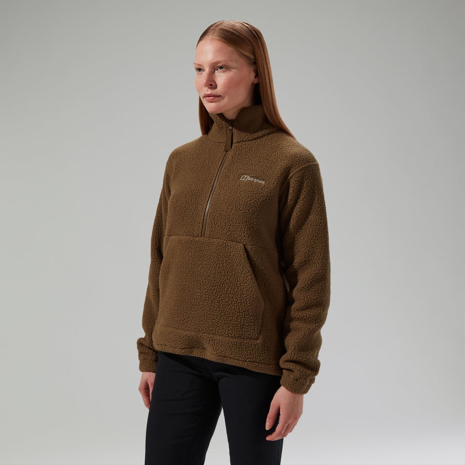 Halb-Zip-Fleece Hawksker Damen-Pullover - Braun