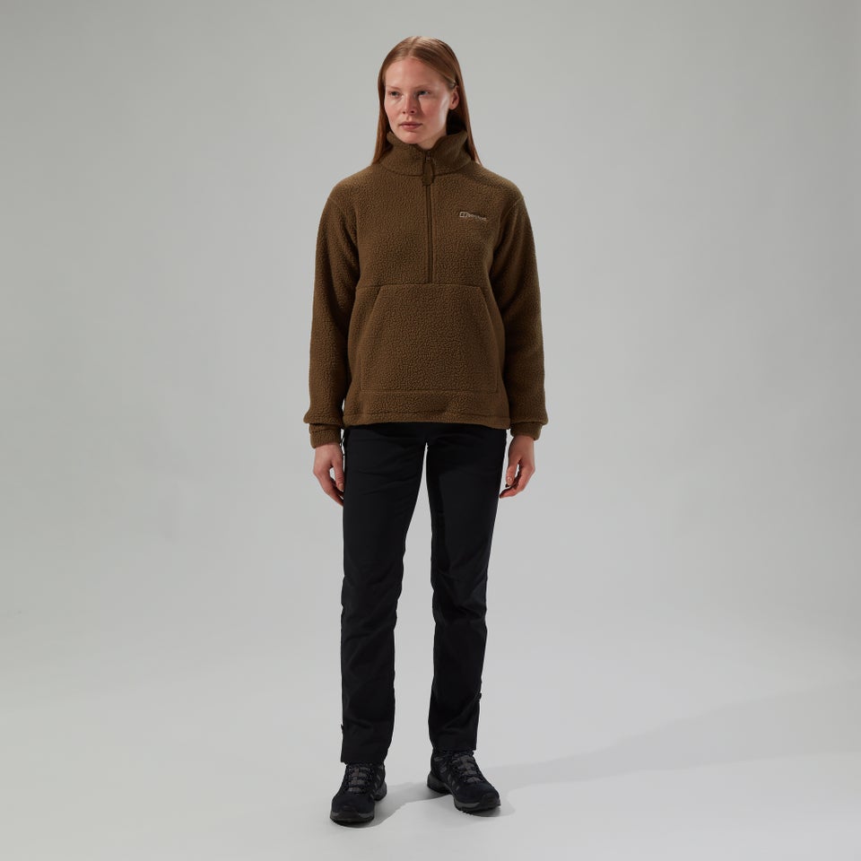 Halb-Zip-Fleece Hawksker Damen-Pullover - Braun