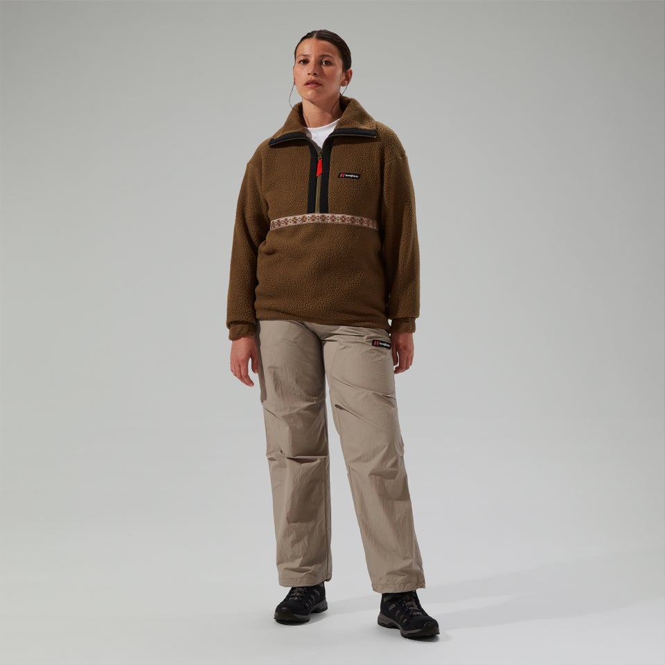 Unisex Rhynie Aztec Half Zip Fleece - Brown/Black