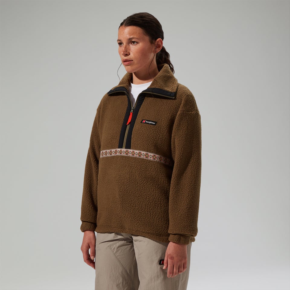 Unisex Rhynie Aztec Half Zip Fleece - Brown/Black