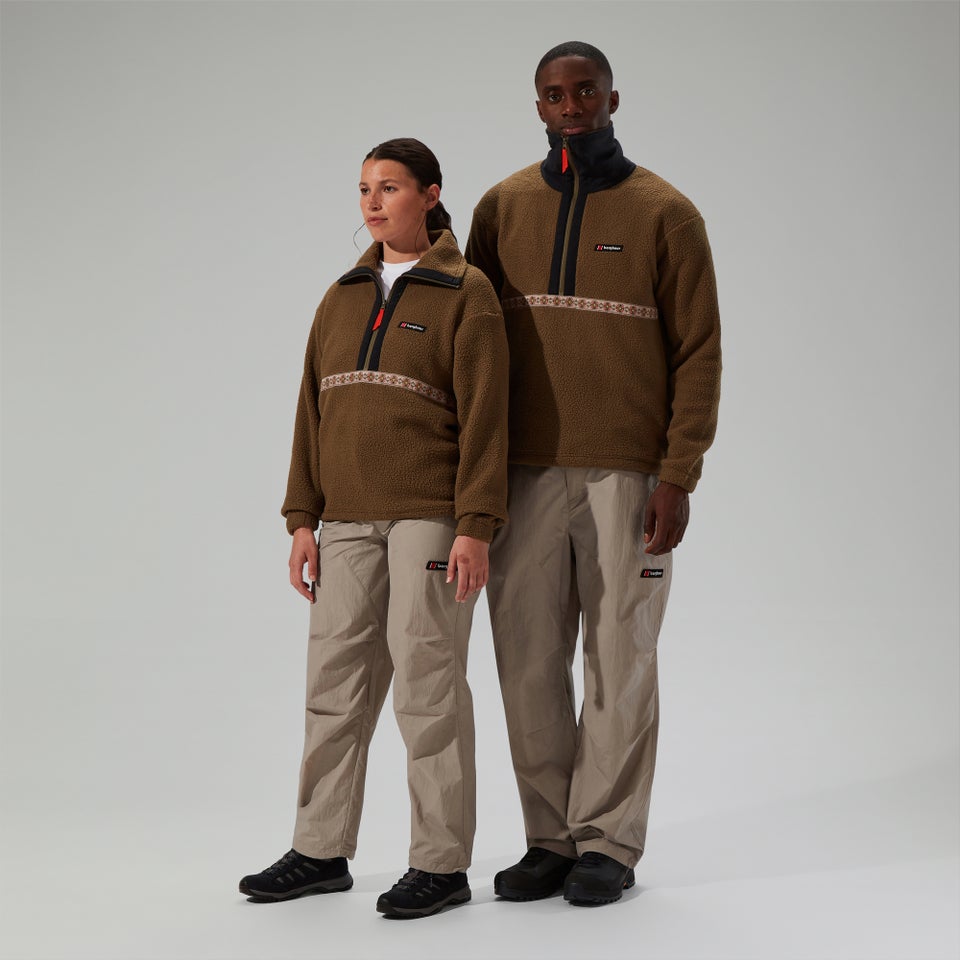 Unisex Rhynie Aztec Half Zip Fleece - Brown/Black