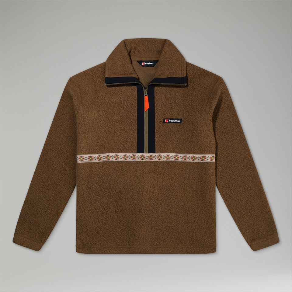 Unisex Rhynie Aztec Half Zip Fleece - Brown/Black