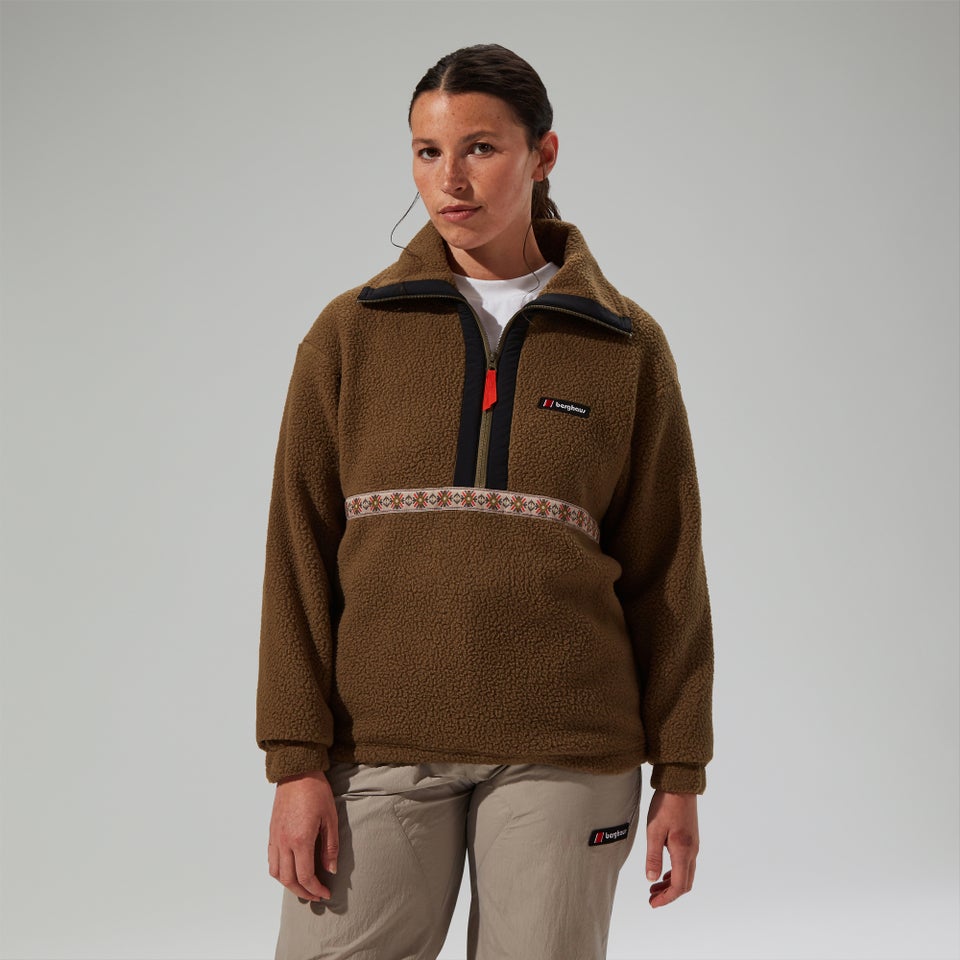 Unisex Rhynie Aztec Half Zip Fleece - Brown/Black