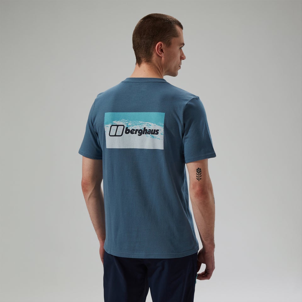 Men's Cheviot Box Logo Short Sleeve T-Shirt - Blue