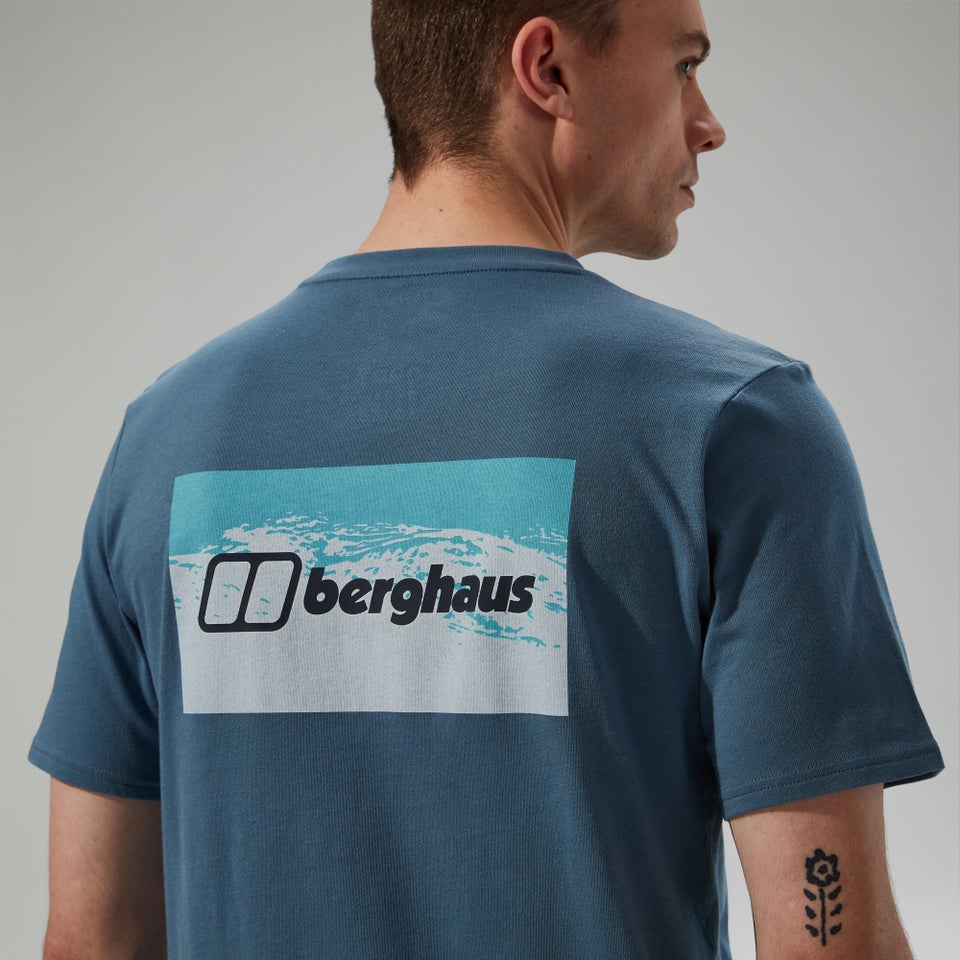 Men's Cheviot Box Logo Short Sleeve T-Shirt - Blue