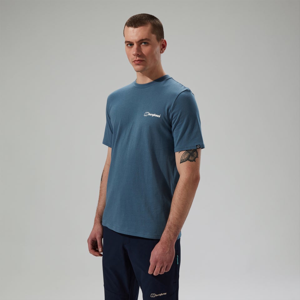 Men's Cheviot Box Logo Short Sleeve T-Shirt - Blue