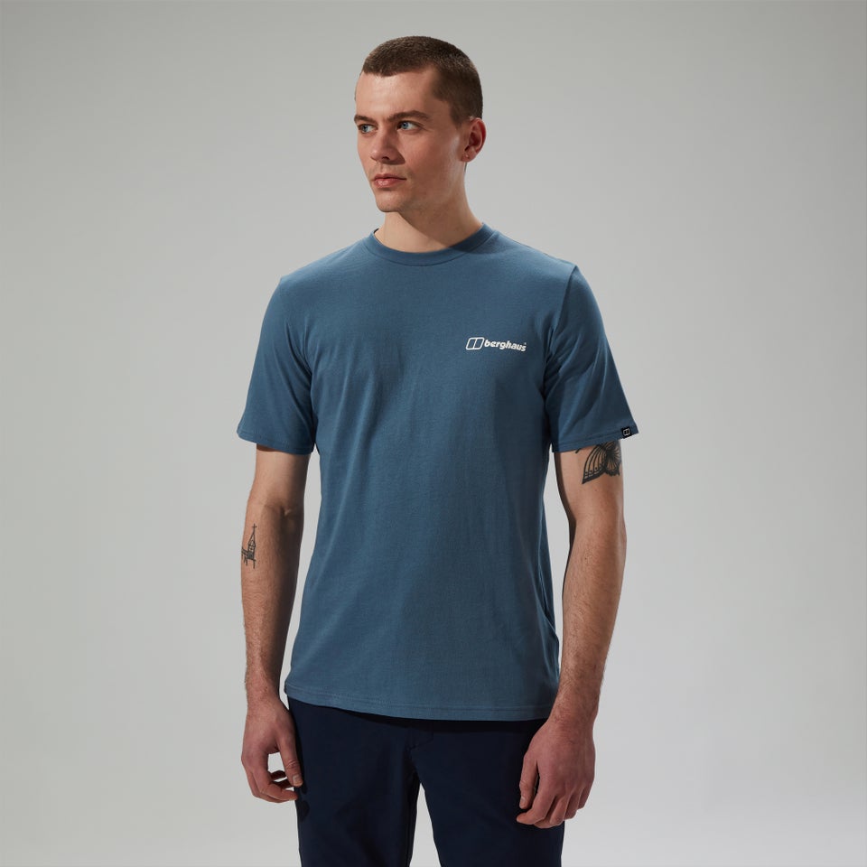 Men's Cheviot Box Logo Short Sleeve T-Shirt - Blue