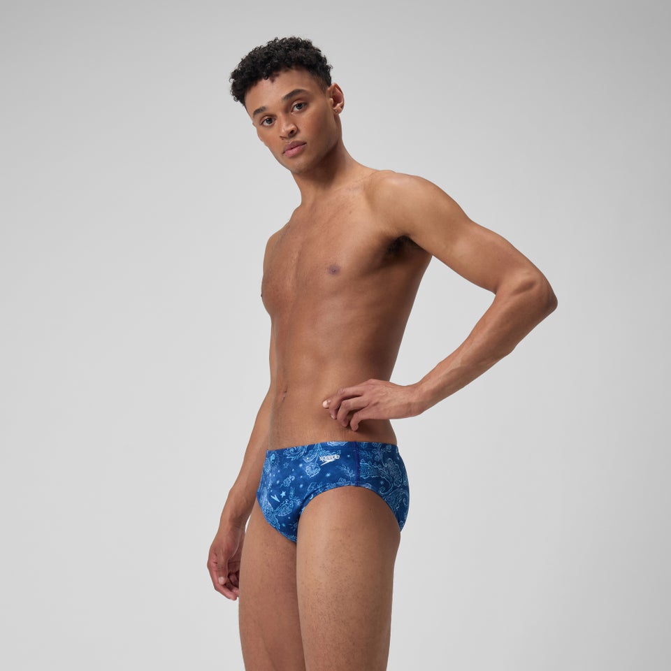 Men's Printed One Brief Blue