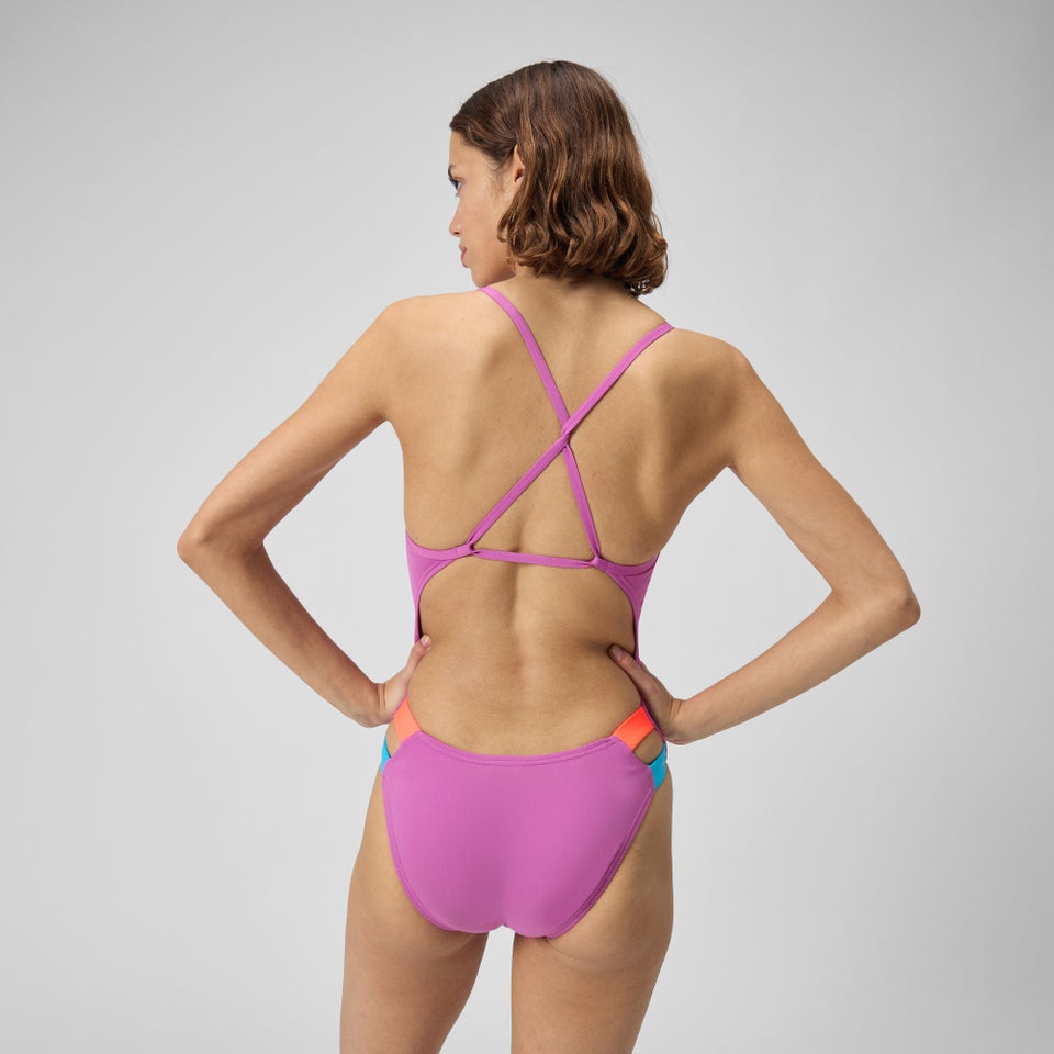 Women's Solid Twist Back One Piece Pink
