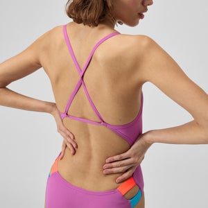 Women's Solid Twist Back One Piece Pink