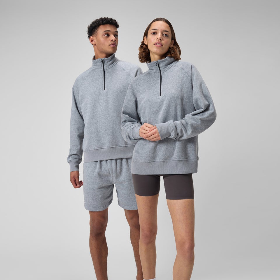 Unisex 14 Zip Fleece Pullover Gray