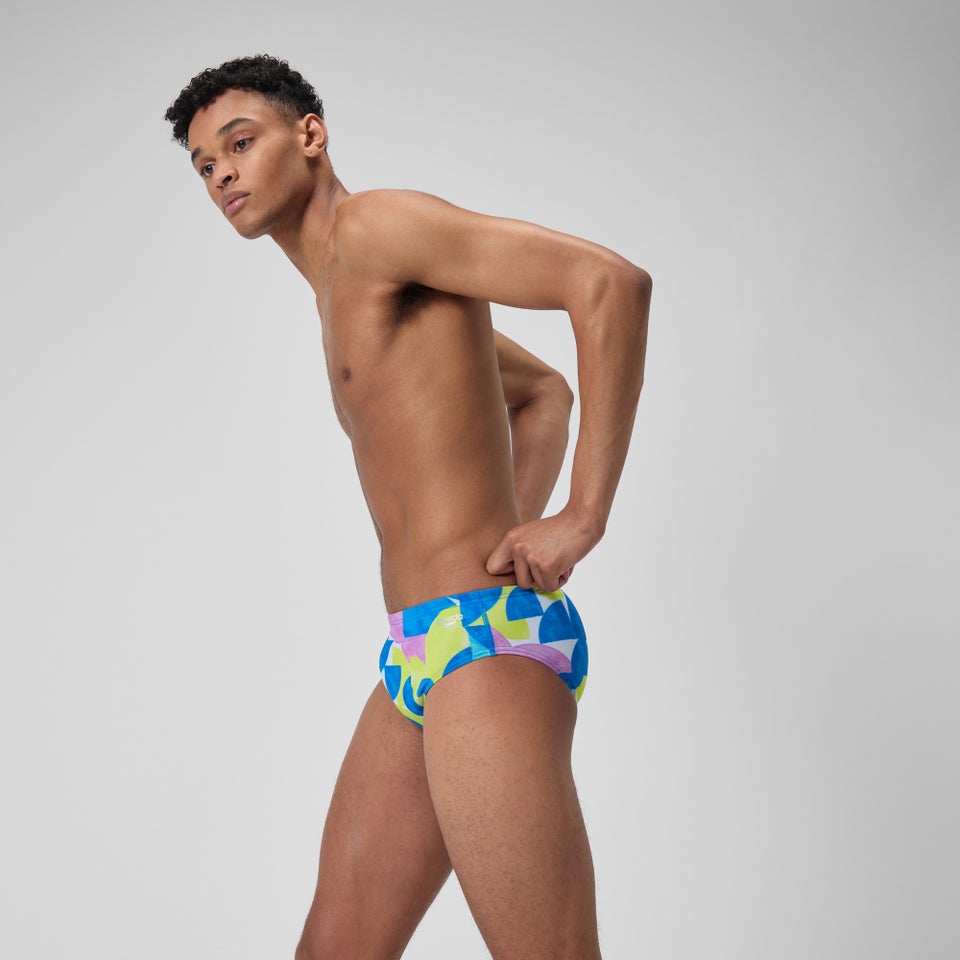 Men's Printed One Brief Blue/Yellow