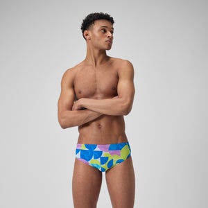 Caleçon boxeur ajusté boxeur ajusté à motif imprimé pour hommes, bleu/jaune