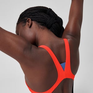 Monopièce à fermeture éclair pour femmes, noir/rouge