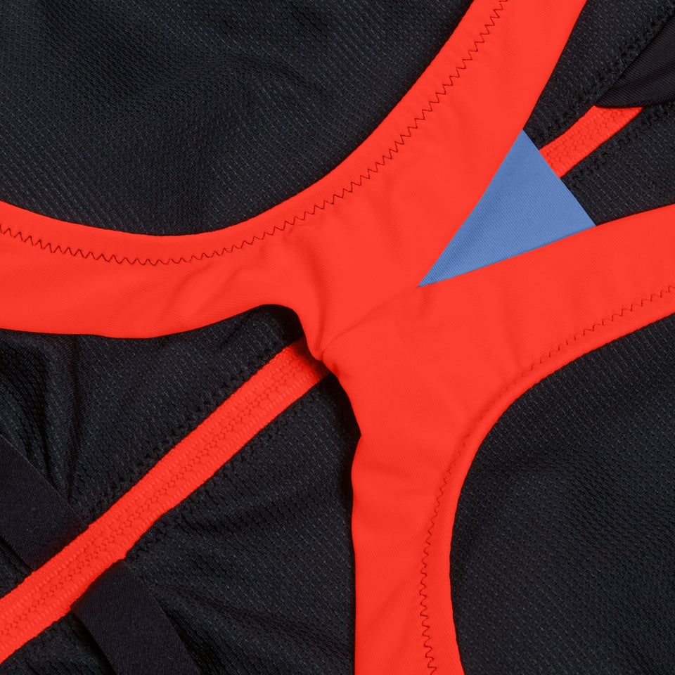 Monopièce à fermeture éclair pour femmes, noir/rouge