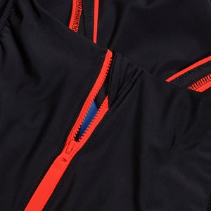 Monopièce à fermeture éclair pour femmes, noir/rouge