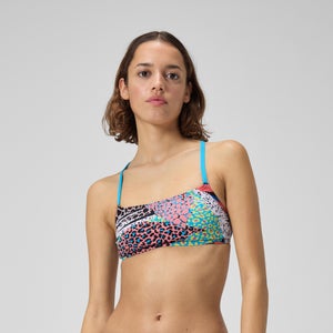 Women's Printed Strappy Fixed Bikini Top Red/Blue - S