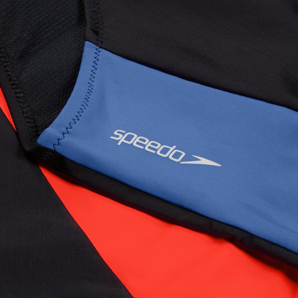 Women's Colourblock Long Sleeve Zip Swimsuit Black/Red