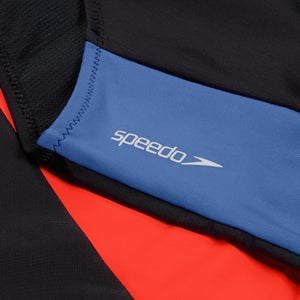 Women's Colourblock Long Sleeve Zip Swimsuit Black/Red