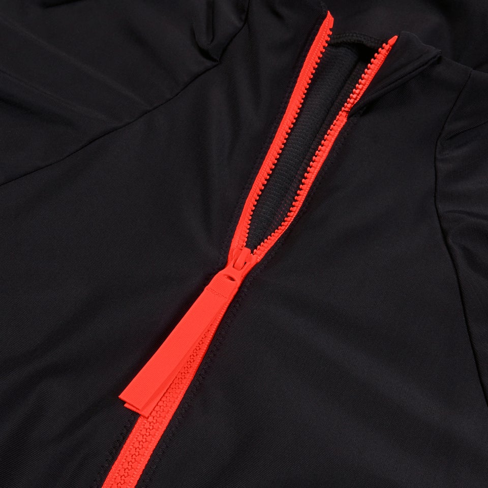 Women's Colourblock Long Sleeve Zip Swimsuit Black/Red