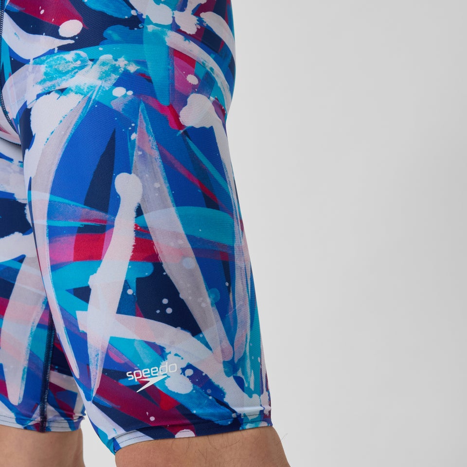 Cuissard de natation à motif imprimé pour hommes, bleu