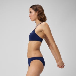 Women's Solid Strappy Fixed Bikini Top Navy