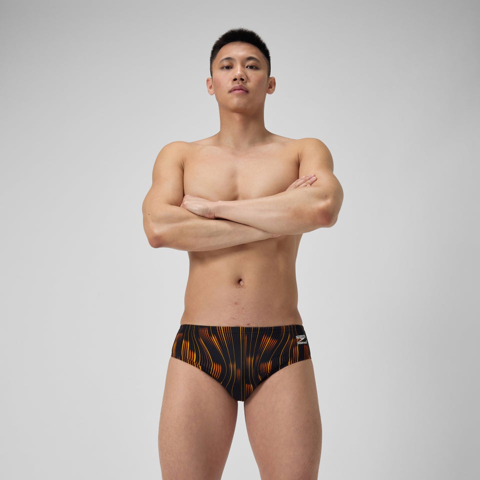 Men's Space Train Brief Navy/Orange